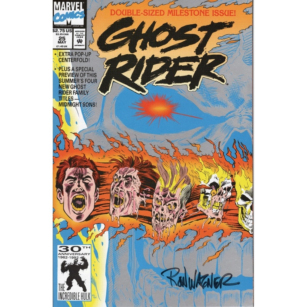 GHOST RIDER 25 SIGNED BY RON WAGNER MARVEL COMICS 1992